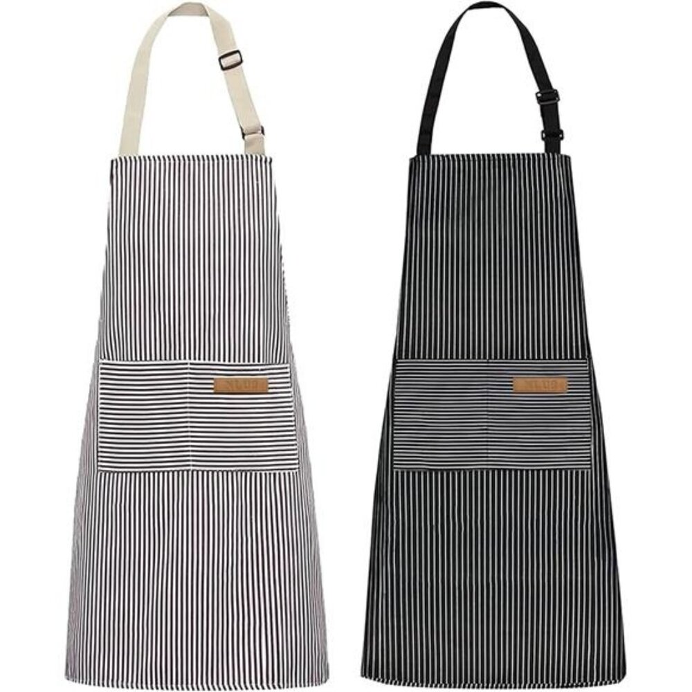 2 Pack Kitchen Cooking Aprons, Adjustable Bib Soft Chef Apron